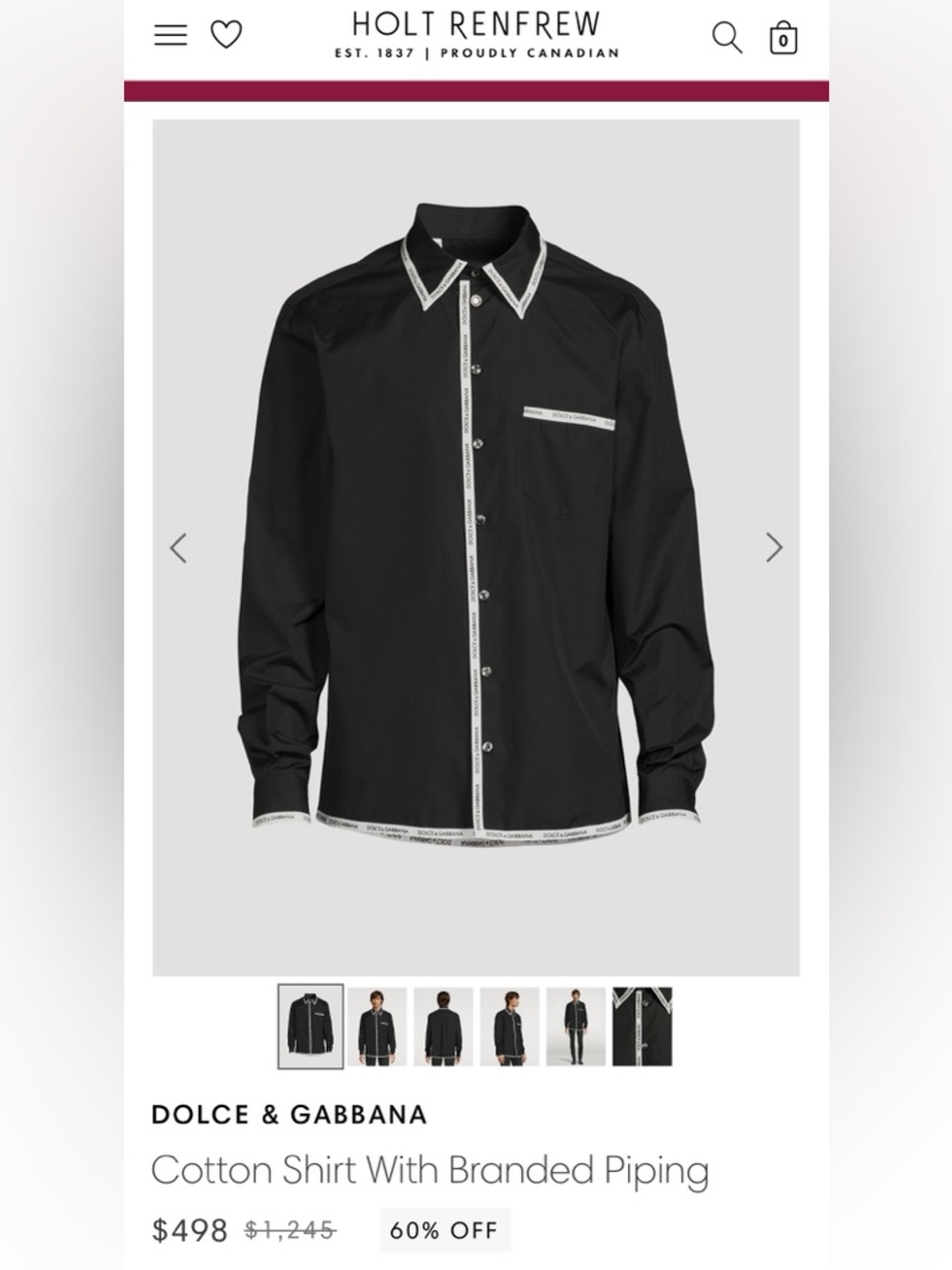 Dolce & Gabbana Black Shirt with White Logo Trim